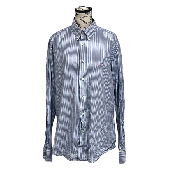 United Colors Of Benneton Shirt  nautical Blue Stripe Button Up Dress Suit XXL - Picture 2 of 11